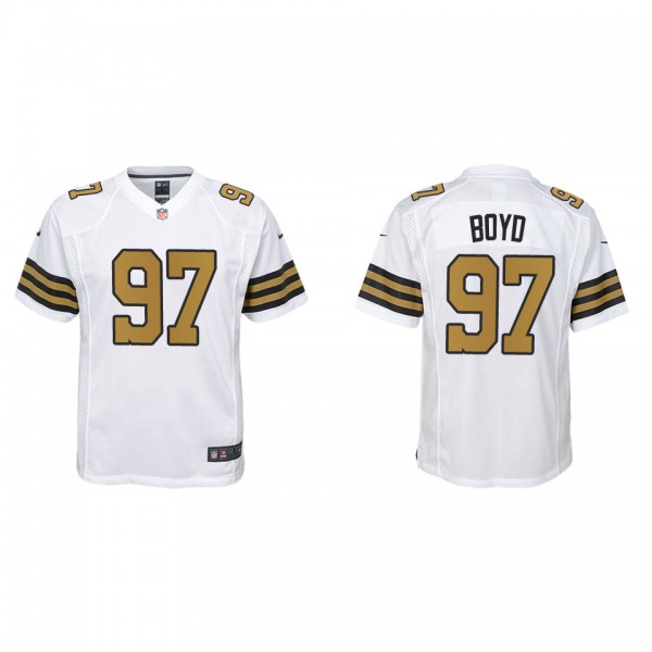 Youth Khristian Boyd New Orleans Saints White Alte...