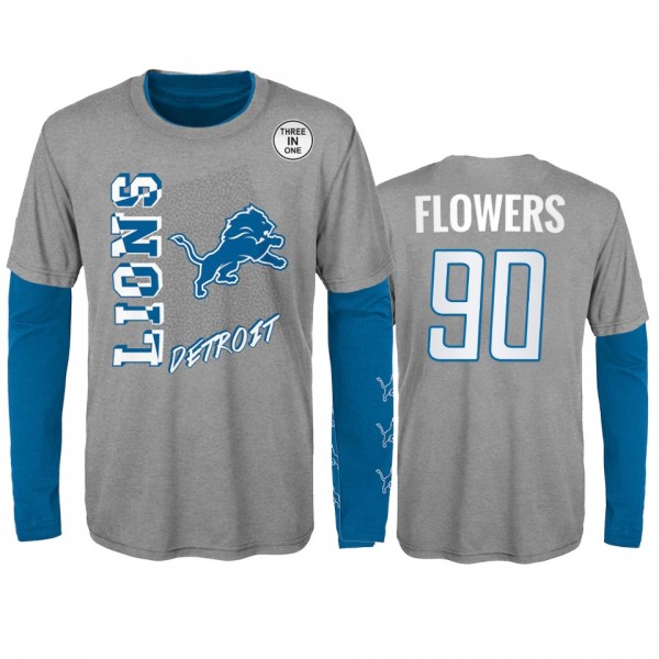 Detroit Lions Trey Flowers Silver Blue For the Lov...