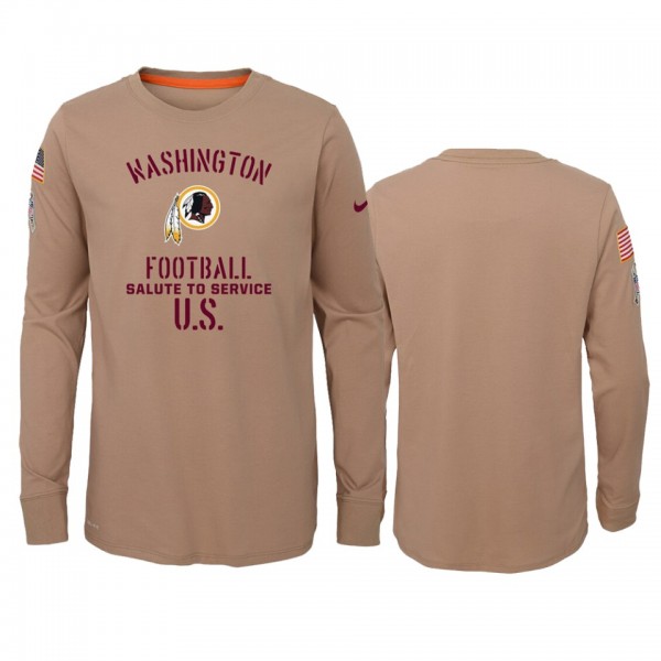 Youth Washington Redskins Khaki 2019 Salute to Service Performance T-Shirt