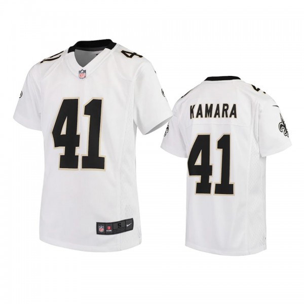 Youth Saints Alvin Kamara White Game Jersey