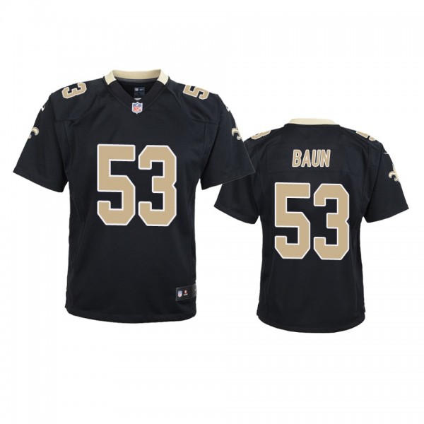 Youth Saints Zack Baun Black Game Jersey