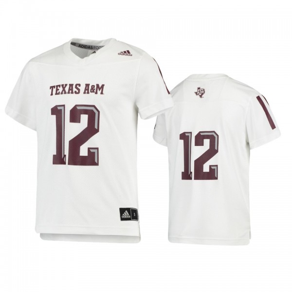 Texas A&M Aggies #12 White Replica Football Jersey
