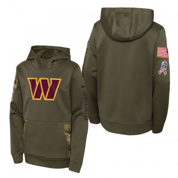 Youth Washington Commanders Olive 2022 Salute To Service Performance Pullover Hoodie