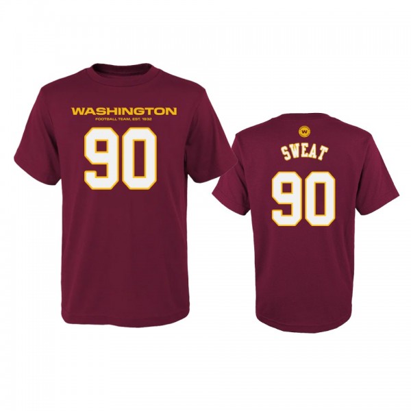 Youth Washington Football Team Montez Sweat Burgundy Name & Number T-Shirt
